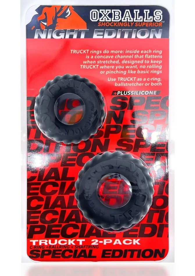 Oxballs Male Sex Toys Oxballs Truckt Plus Silicone Cock Ring 2 Pack Night Edition
