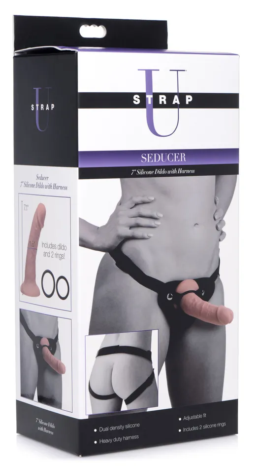 Seducer 7 Inch Silicone Dildo With Harness XR Brands Strap U Female Sex Toys Seducer 7 Inch Silicone Dildo With Harness XR Brands Strap U Female Sex Toys