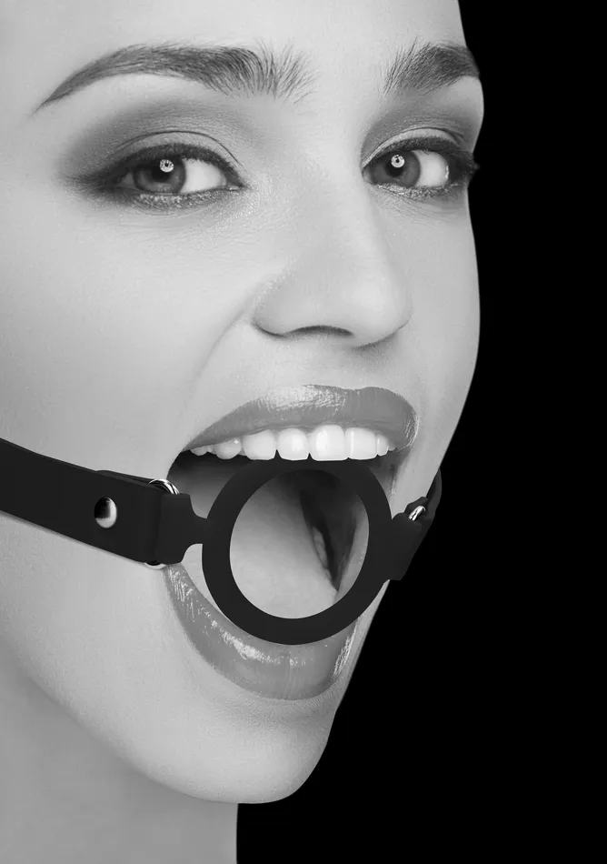 Shots Ouch Male Sex Toys Silicone Ring Gag With Adjustable Bonded Leather Staps Black Shots Ouch Male Sex Toys Silicone Ring Gag With Adjustable Bonded Leather Staps Black
