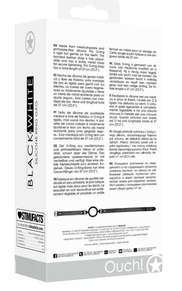 Shots Ouch Male Sex Toys Silicone Ring Gag With Adjustable Bonded Leather Staps Black Shots Ouch Male Sex Toys Silicone Ring Gag With Adjustable Bonded Leather Staps Black