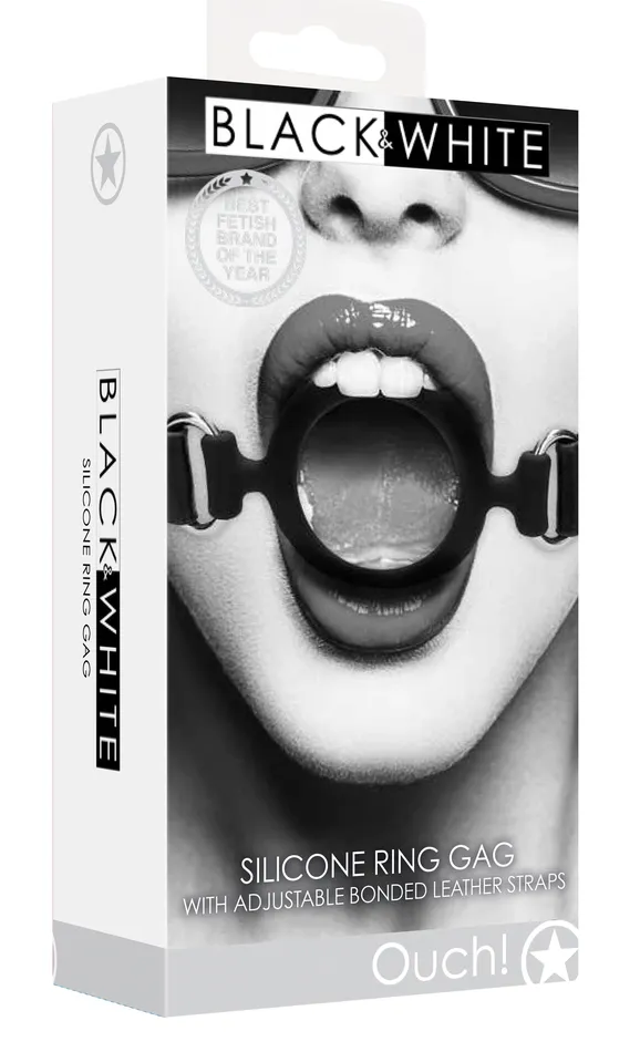 Shots Ouch Male Sex Toys Silicone Ring Gag With Adjustable Bonded Leather Staps Black Shots Ouch Male Sex Toys Silicone Ring Gag With Adjustable Bonded Leather Staps Black