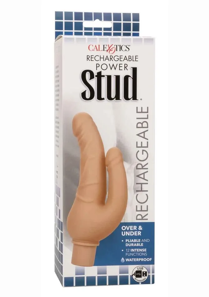 Studs Female Sex Toys Rechargeable Power Stud Over and Under Silicone Vibrating Double Dong
