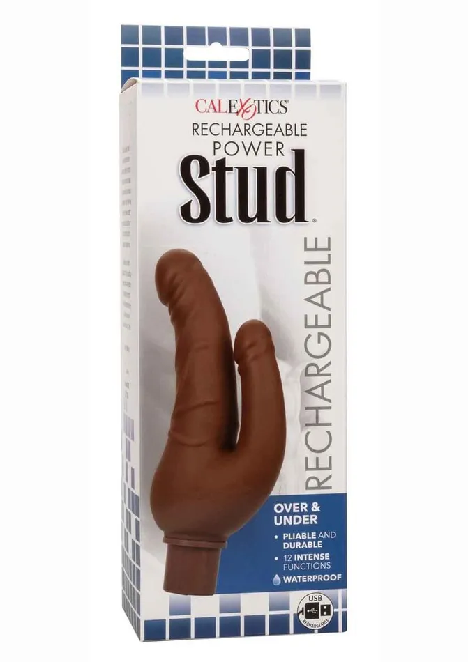 Studs Female Sex Toys Rechargeable Power Stud Over and Under Silicone Vibrating Double Dong