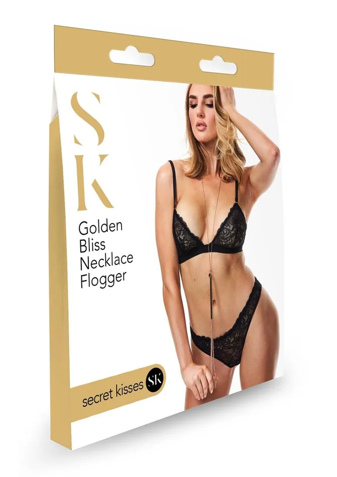 Vibrators Secret Kisses Golden Bliss Necklace Flogger Secret Kisses