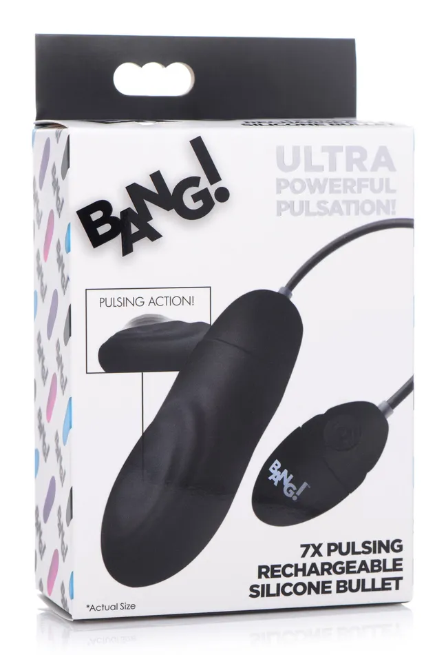 XR Brands Bang Female Sex Toys 7x Pulsing Rechargeable Silicone Bullet Black XR Brands Bang Female Sex Toys 7x Pulsing Rechargeable Silicone Bullet Black