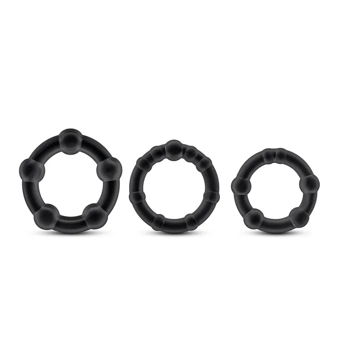 Blush Anal Stay Hard Beaded Cock Rings 3 Pack Black