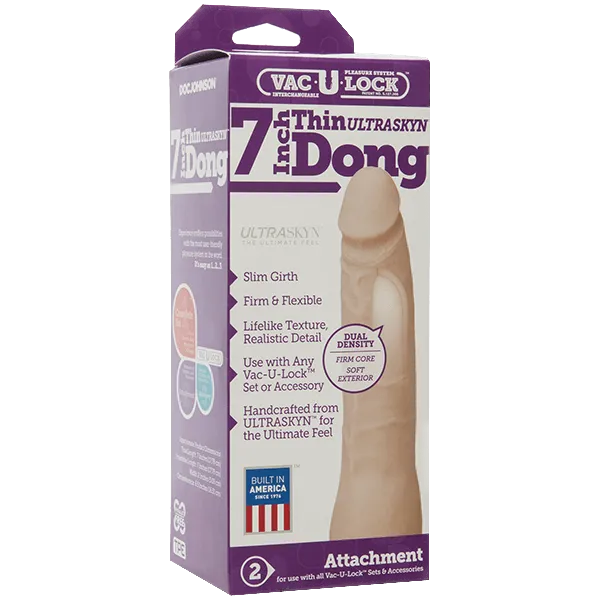 Doc Johnson Dildos VacULock 7 Inch Thin ULTRASKYN Dong
