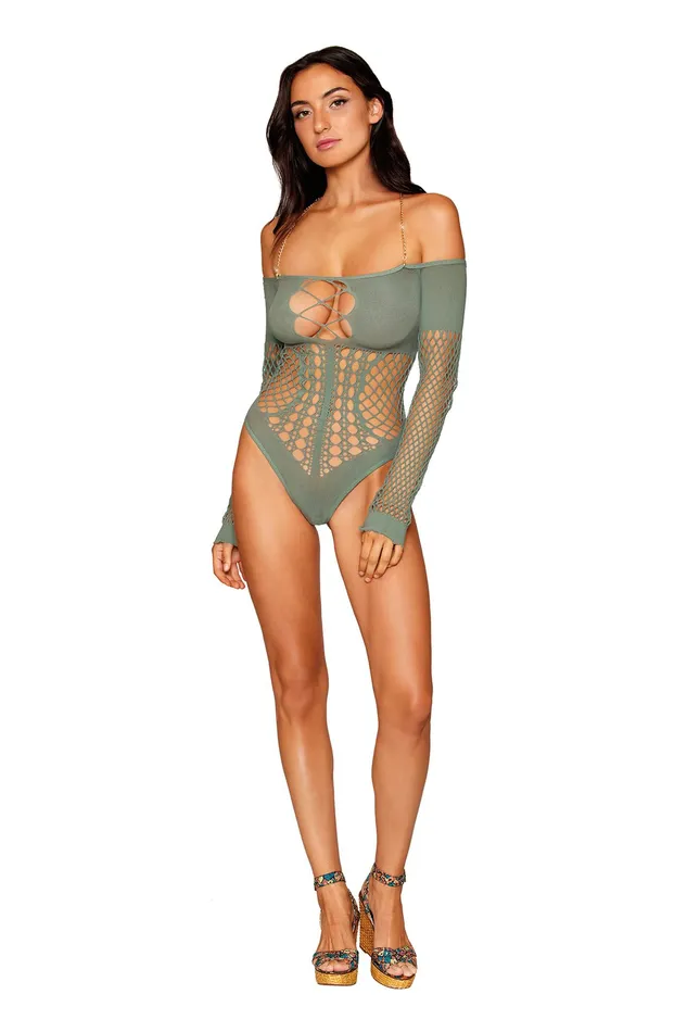 Dreamgirl Male Sex Toys Long Sleeve Teddy One Size Sage