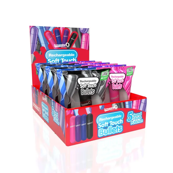 Female Sex Toys Screaming O Soft Touch Rechargeable Bullets 12 Count Pop Display Box Screaming O Female Sex Toys Screaming O Soft Touch Rechargeable Bullets 12 Count Pop Display Box Screaming O
