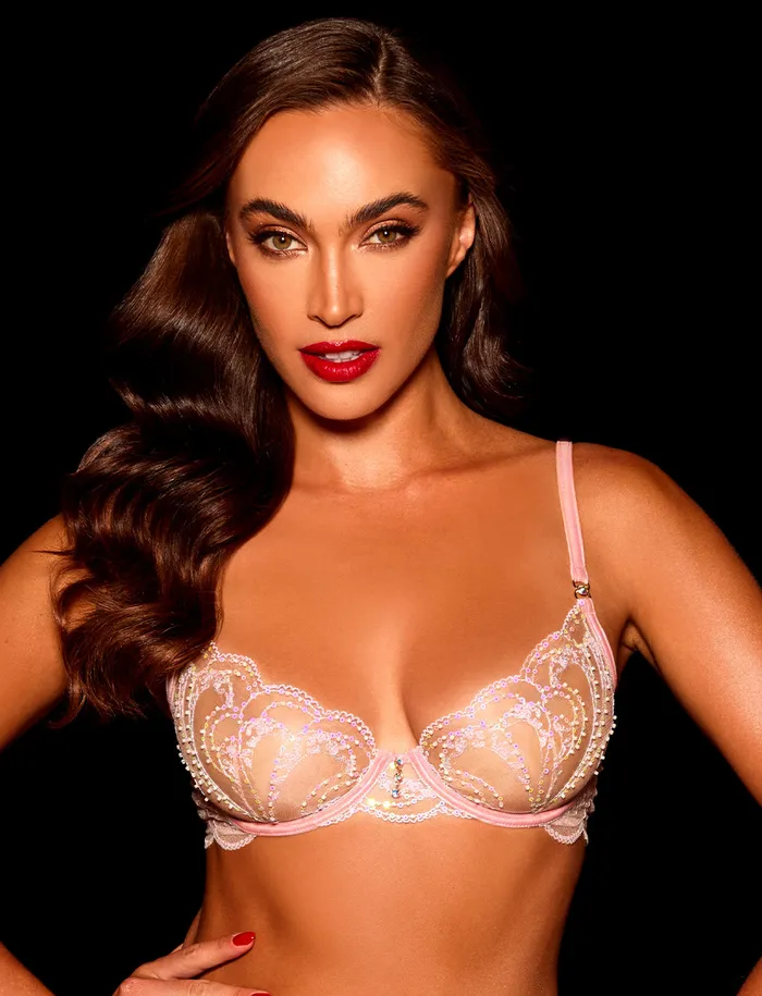 Honey Birdette Vibrators Angelica Pink 3 Piece Lingerie Set