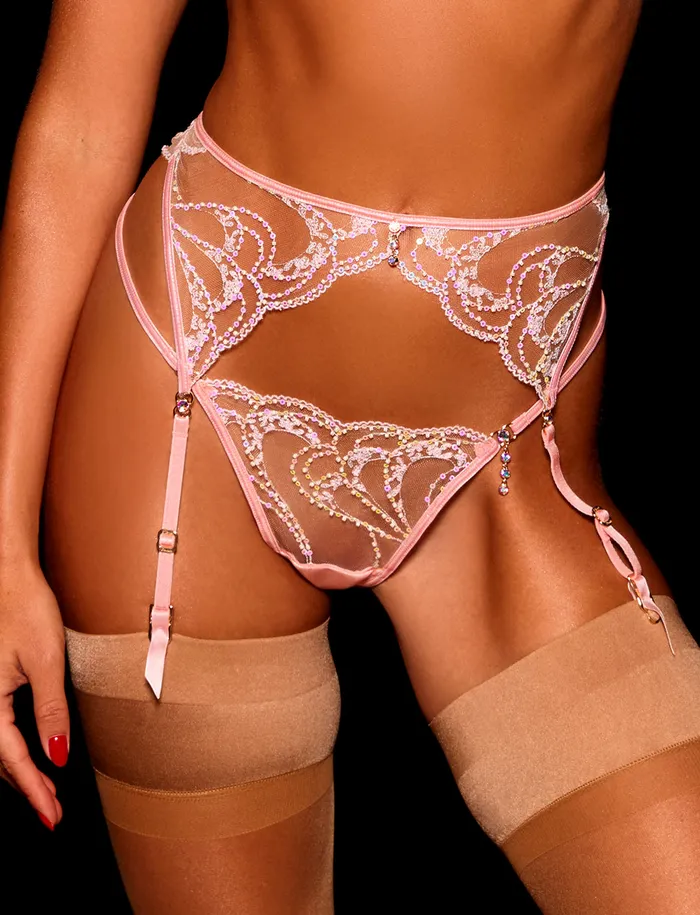 Honey Birdette Vibrators Angelica Pink 3 Piece Lingerie Set