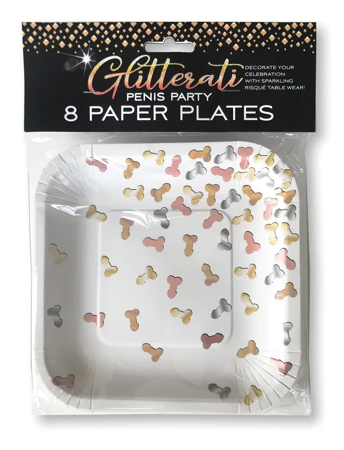 Male Sex Toys 2024 Holiday Sale Glitterati Penis Party Paper Plates 8 Count