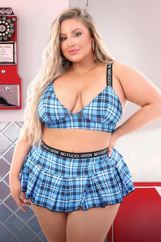 Male Sex Toys Fantasy Lingerie No Fucks Given Box Pleat Skirt Queen Size