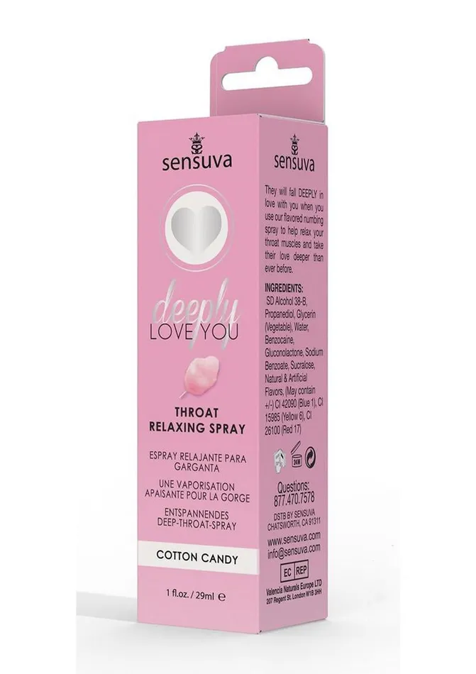 Sensuva Vibrators Deeply Love You Throat Relaxing Spray 1 Fl Oz Cotton Candy