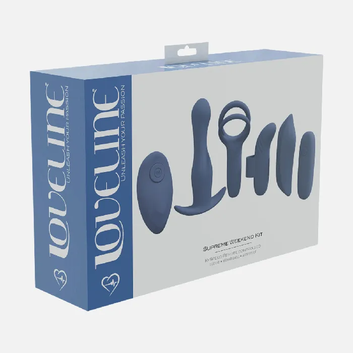 Shots Vibrators Loveline Supreme Weekend Kit Blue