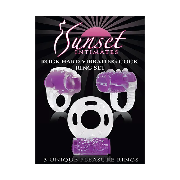 Sunset Intimates Male Sex Toys Rock Hard Vibrating Pleasure Cock Ring Trio
