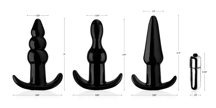 XR Brands Anal Thrill Trio Anal Plug Set Black