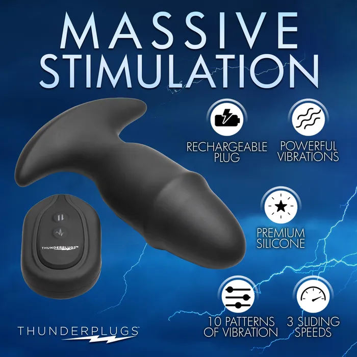 10X Sliding Ring Silicone Missile Plug with Remote Thunderplugs Male Sex Toys