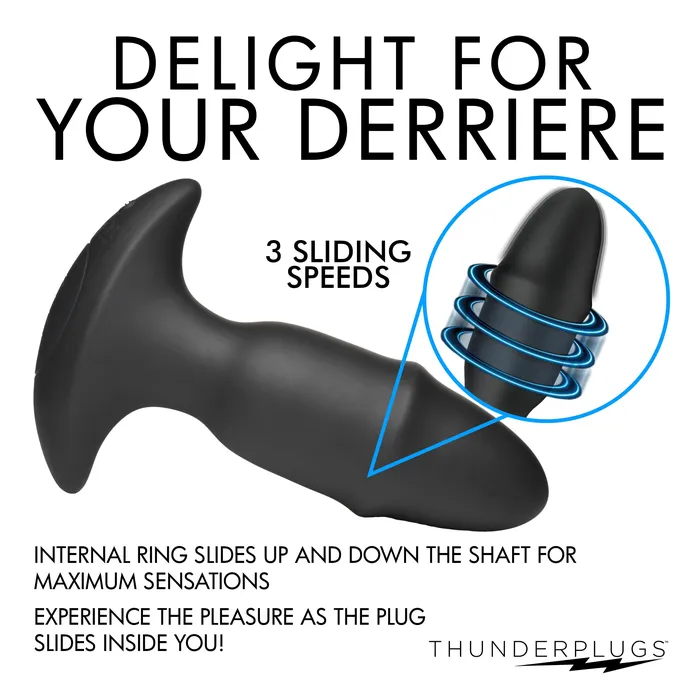 10X Sliding Ring Silicone Missile Plug with Remote Thunderplugs Male Sex Toys