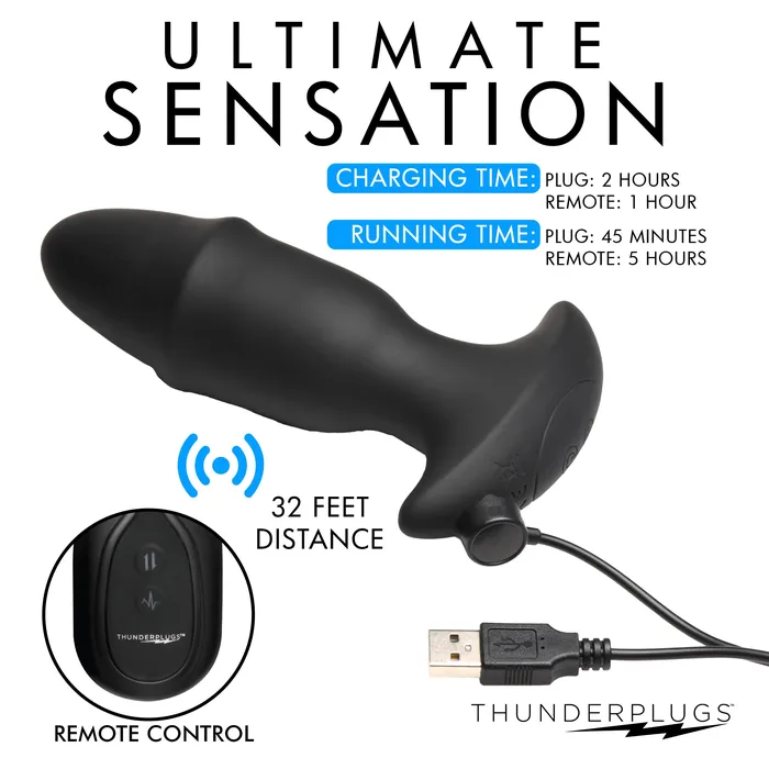 10X Sliding Ring Silicone Missile Plug with Remote Thunderplugs Male Sex Toys