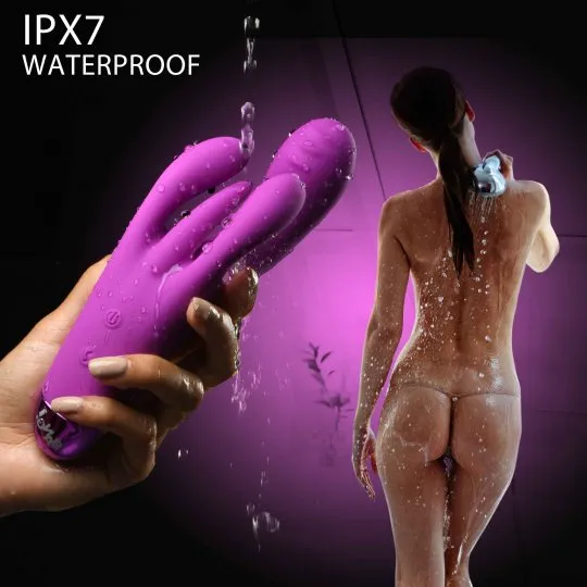 10X Triple Rabbit Silicone Vibrator Purple Bang Vibrators