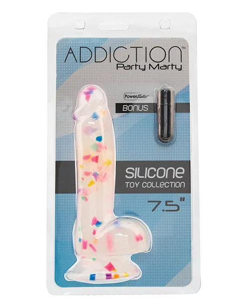 Addiction Addiction Party Marty Silicone Dildo with Balls 75in Multicolor Dildos