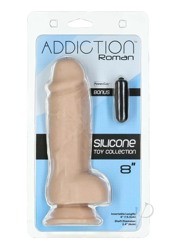 Addiction Dildos Addiction Roman Silicone Dildo with Bonus Bullet 8in Vanilla Addiction Dildos Addiction Roman Silicone Dildo with Bonus Bullet 8in Vanilla