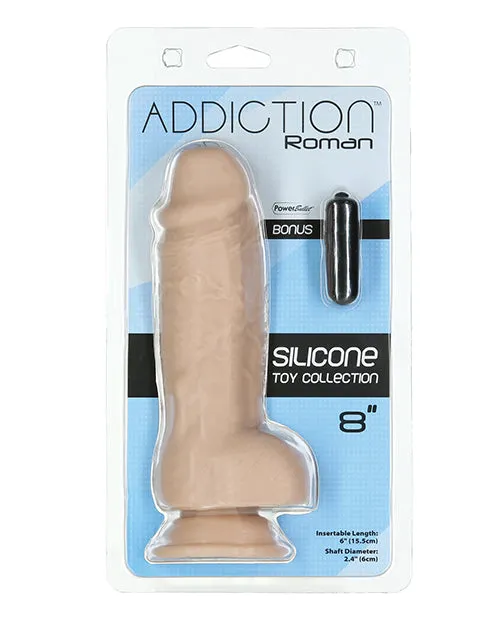 Addiction Dildos Addiction Roman Silicone Dildo with Bonus Bullet 8in Vanilla