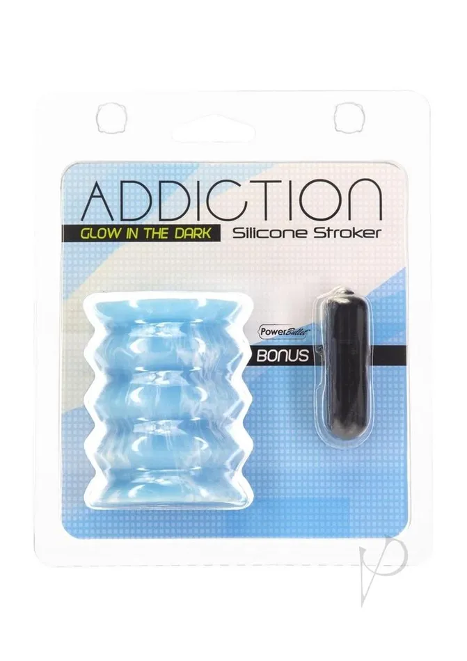 Addiction Silicone Glow in The Dark Masturbation Sleeve BlueWhite Addiction Dildos Addiction Silicone Glow in The Dark Masturbation Sleeve BlueWhite Addiction Dildos