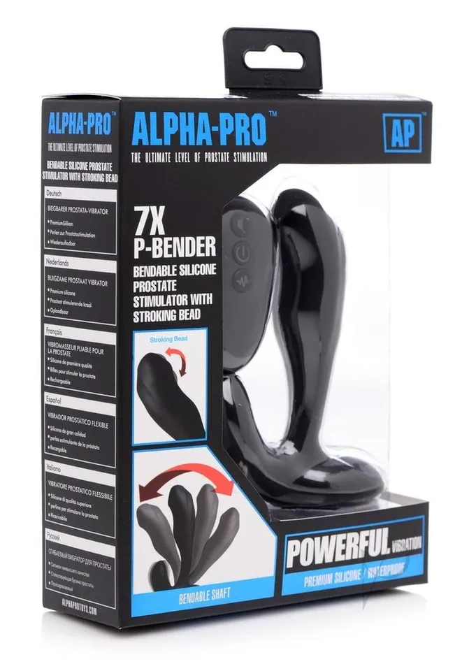 Alpha Pro Male Sex Toys AlphaPro Bendable Prostate Stimulator with Stroking Bead and Remote Control Black Alpha Pro Male Sex Toys AlphaPro Bendable Prostate Stimulator with Stroking Bead and Remote Control Black