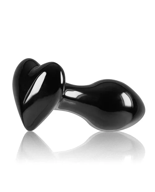Anal Crystal Crystal Premium Glass Heart Probe Black Anal Crystal Crystal Premium Glass Heart Probe Black