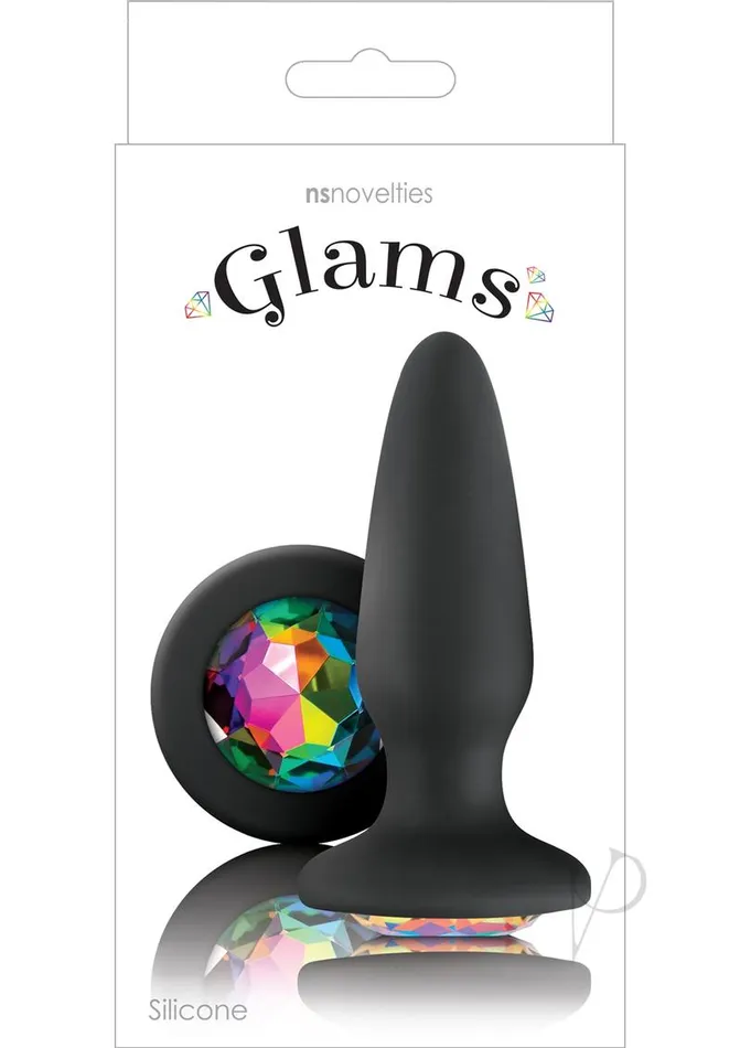 Anal Glams Glams Silicone Butt Plug Black Rainbow Gem
