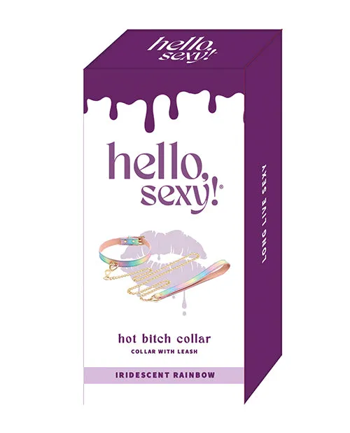 Anal Hello Sexy Hello Sexy Hot Bitch Collar Leash Iridescent Rainbow