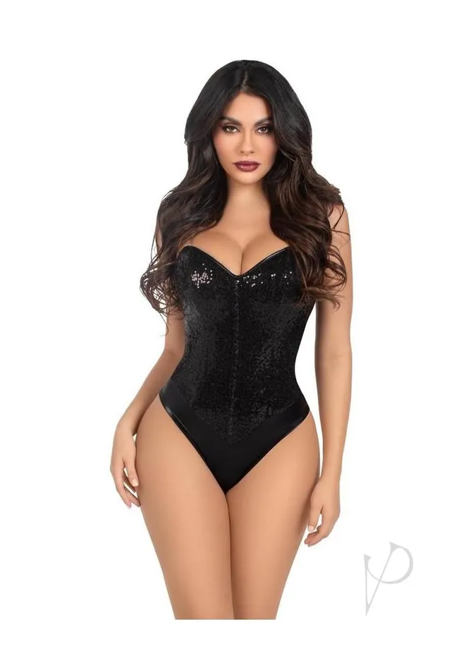 Anal Leg Avenue Leg Avenue Sequin Boned Snap Crotch Bodysuit with Detachable Clear Strap 2 Piece Large Black Anal Leg Avenue Leg Avenue Sequin Boned Snap Crotch Bodysuit with Detachable Clear Strap 2 Piece Large Black