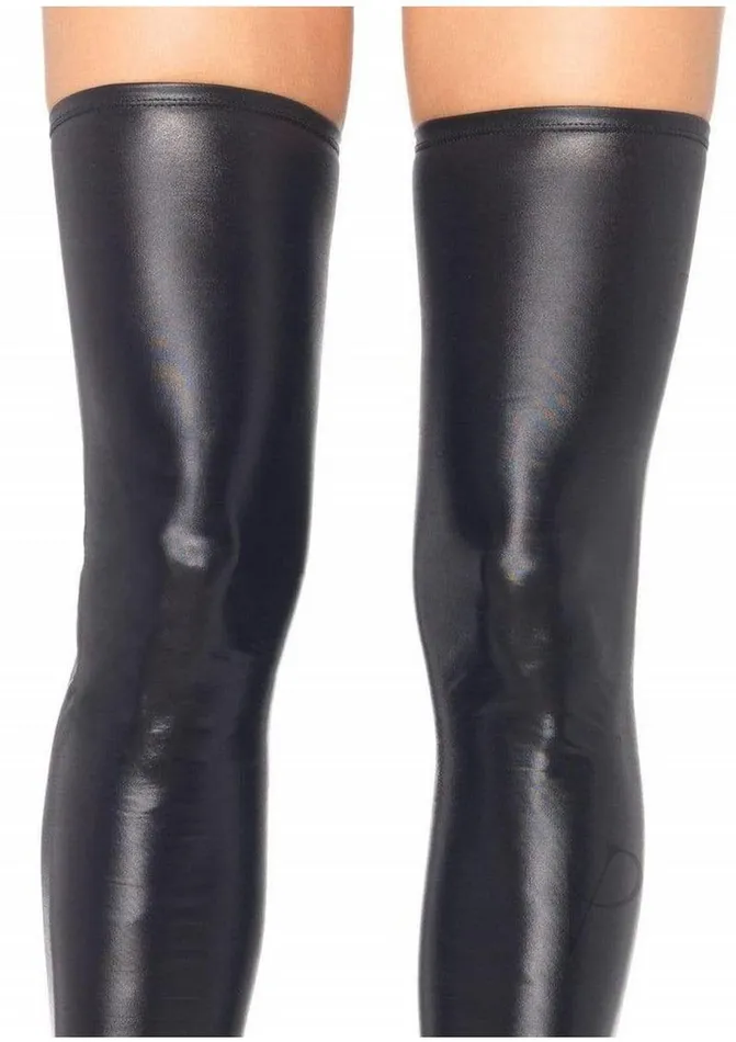 Anal Leg Avenue Leg Avenue Wet Look Thigh Highs SM Black Anal Leg Avenue Leg Avenue Wet Look Thigh Highs SM Black