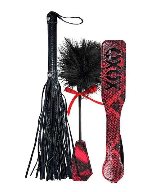 Anal Lovers Kits Whip Tickle and Paddle BlackRed Nasstoys
