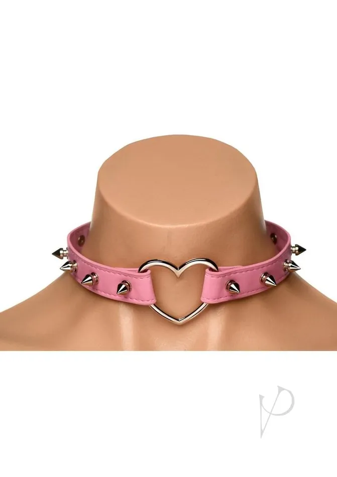 Anal Master Series Master Series Spiked Heart Choker Pink Anal Master Series Master Series Spiked Heart Choker Pink