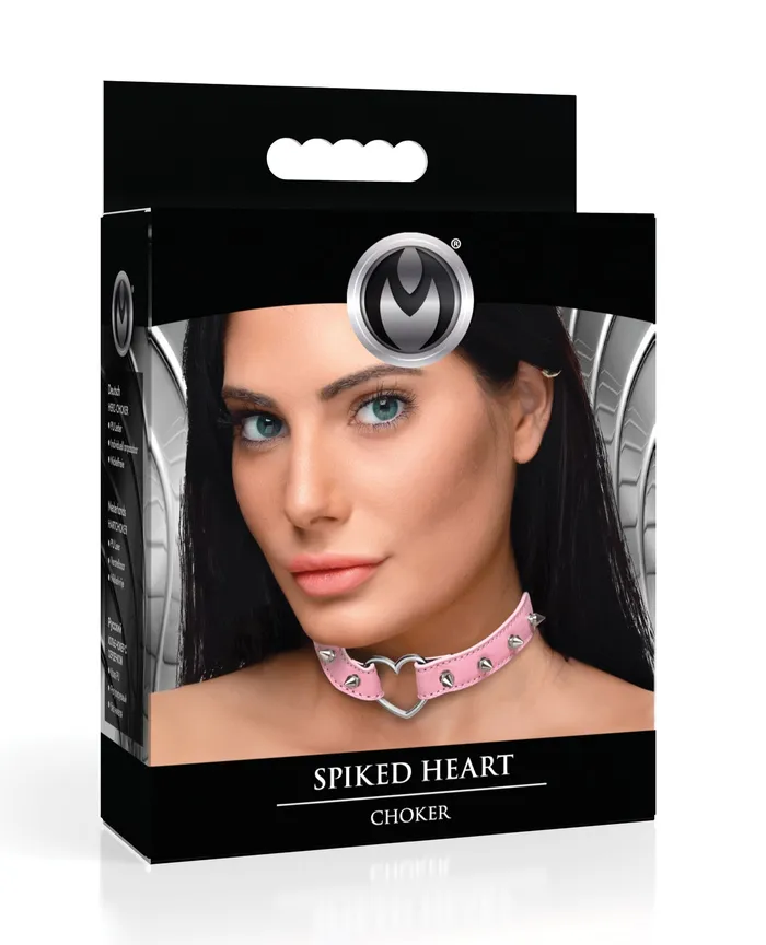 Anal Master Series Master Series Spiked Heart Choker Pink Anal Master Series Master Series Spiked Heart Choker Pink
