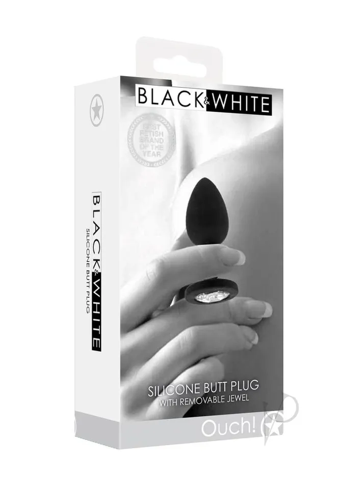 Anal Ouch Ouch Silicone Butt Plug with Removable Jewel Black
