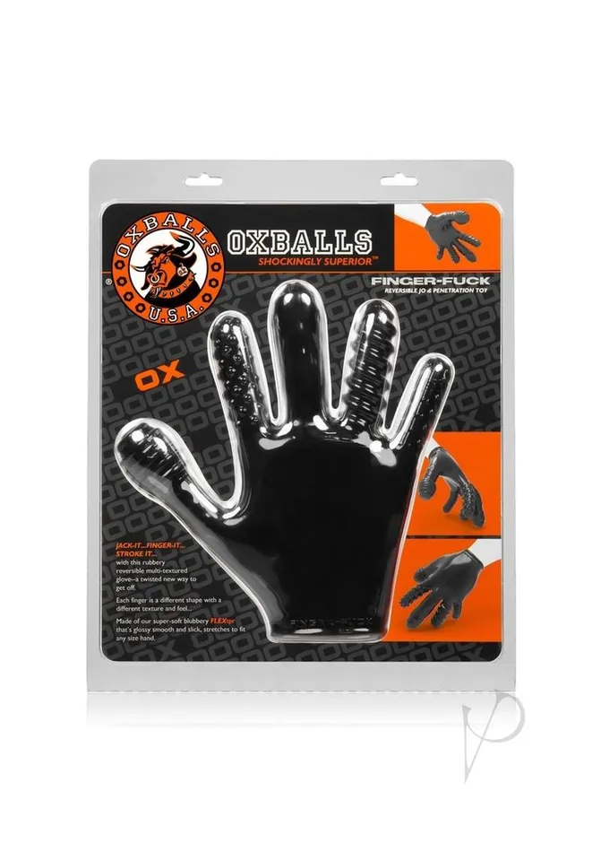Anal Oxballs Oxballs Finger Fuck Textured Glove Black