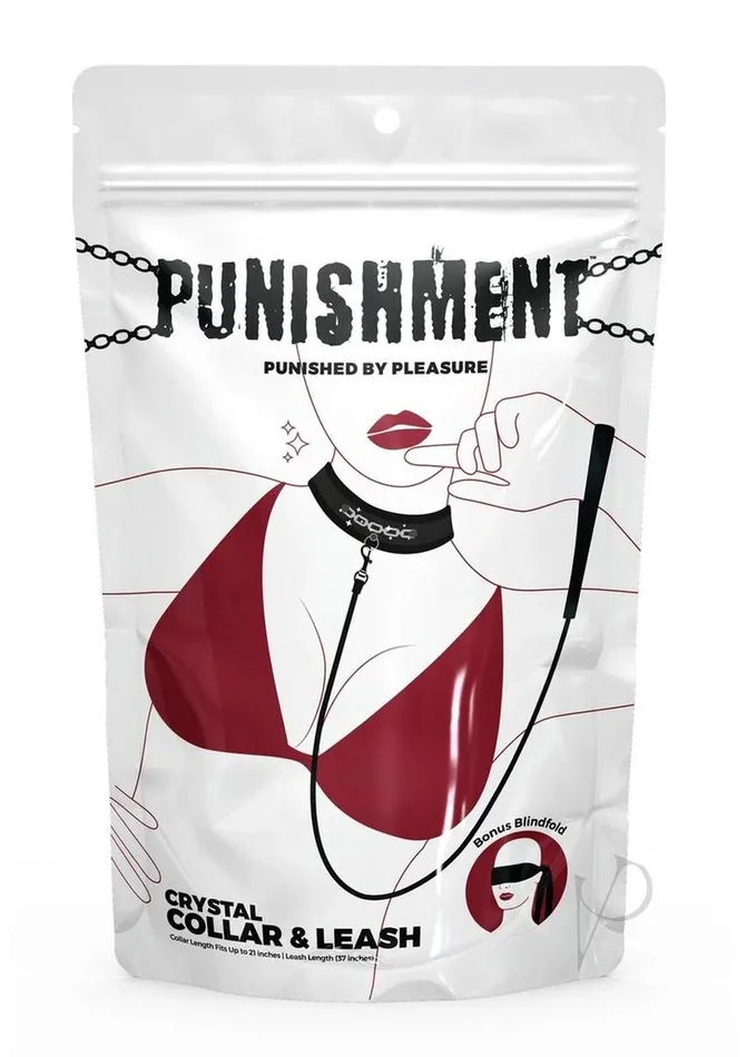 Anal Punishment Punishment Crystal Detail Collar and Leash 37in Black