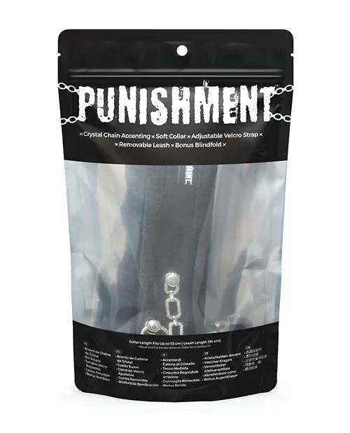 Anal Punishment Punishment Crystal Detail Collar and Leash 37in Black