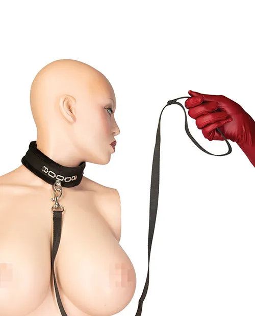 Anal Punishment Punishment Crystal Detail Collar and Leash 37in Black