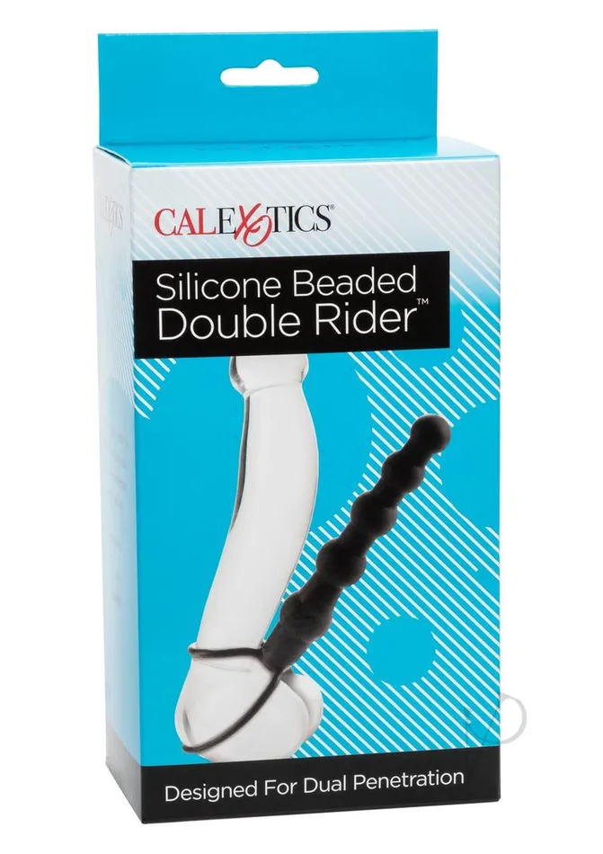 Anal Silicone Beaded Double Rider Anal Probe Cock Ring Black Anal