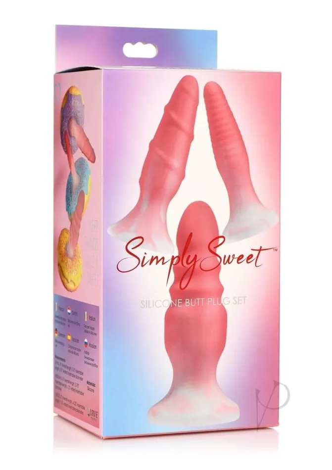 Anal Simply Sweet Silicone Butt Plug Set Pink Simply Sweet