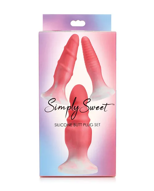Anal Simply Sweet Silicone Butt Plug Set Pink Simply Sweet