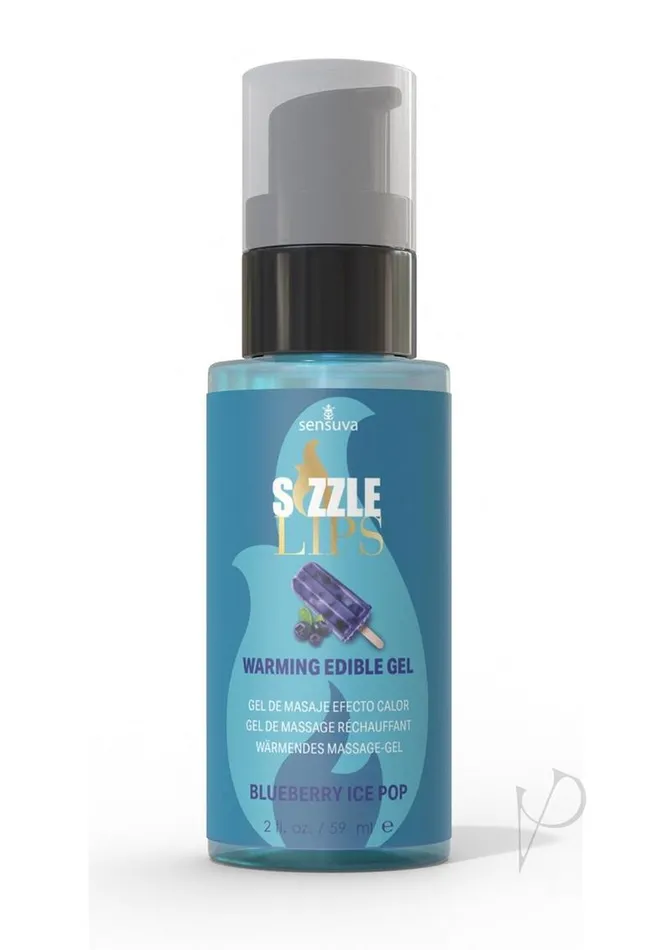 Anal Sizzle Lips Sizzle Lips Warming Edible Gel Blueberry Ice Pop 2oz