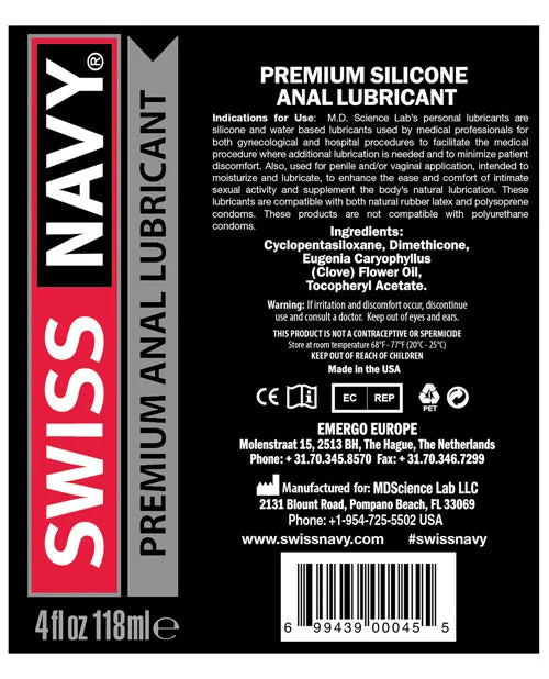 Anal Swiss Navy Swiss Navy Silicone Based Anal Lubricant 4oz118ml Anal Swiss Navy Swiss Navy Silicone Based Anal Lubricant 4oz118ml
