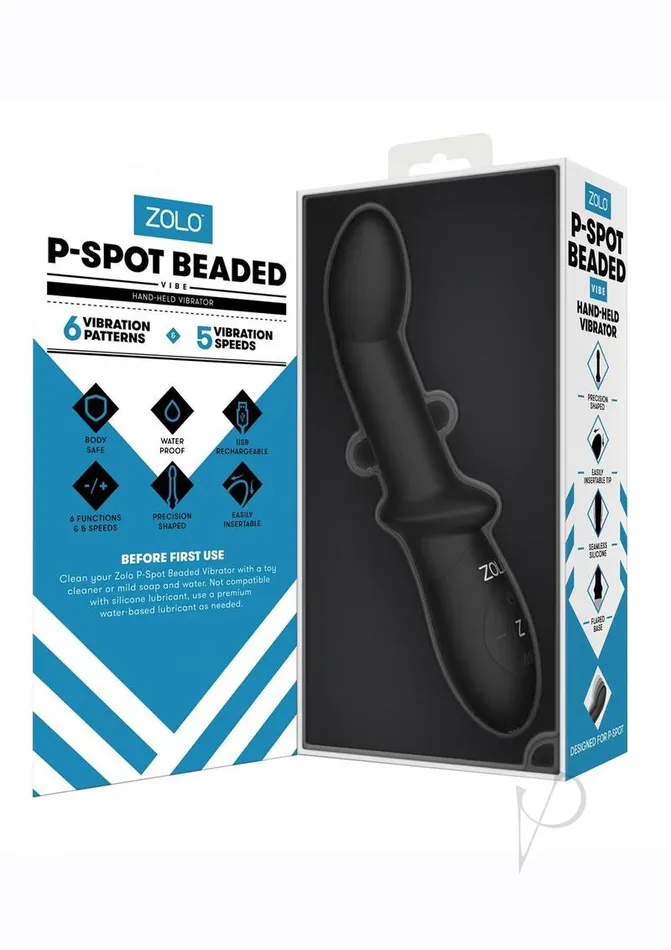 Anal Zolo ZOLO PSpot Beaded Silicone Rechargeable Anal Vibrator Black Anal Zolo ZOLO PSpot Beaded Silicone Rechargeable Anal Vibrator Black