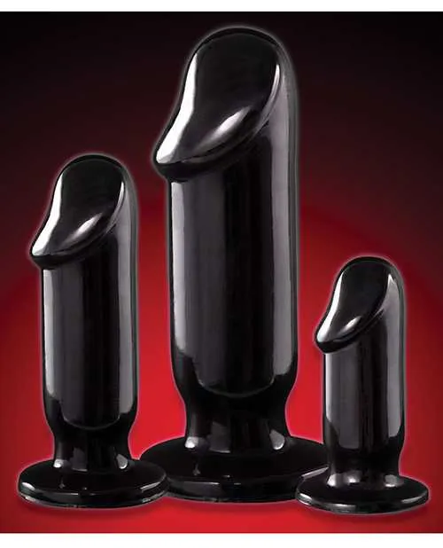 Ass Sation Anal AssSation Kit 1 Anal Trainer Butt Plug Set 3 piece Black
